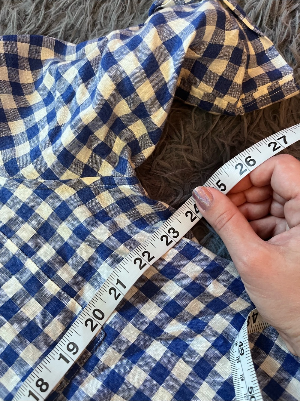 Chico's Blue White Gingham 100% Linen Popover Shirt Top Size XL - Picture 3 of 5